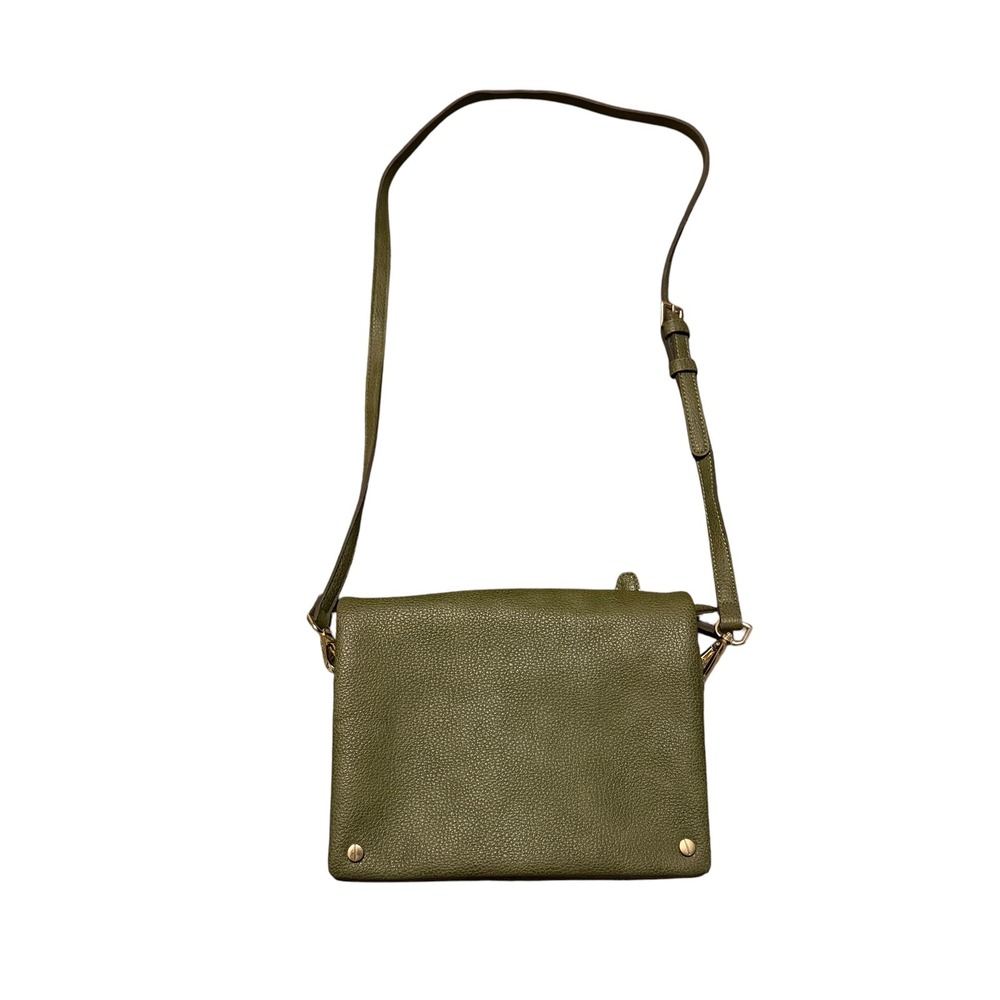 Street Level Olive Green Pebbled Vegan Leather Triple Compartment Crossbody Bag
